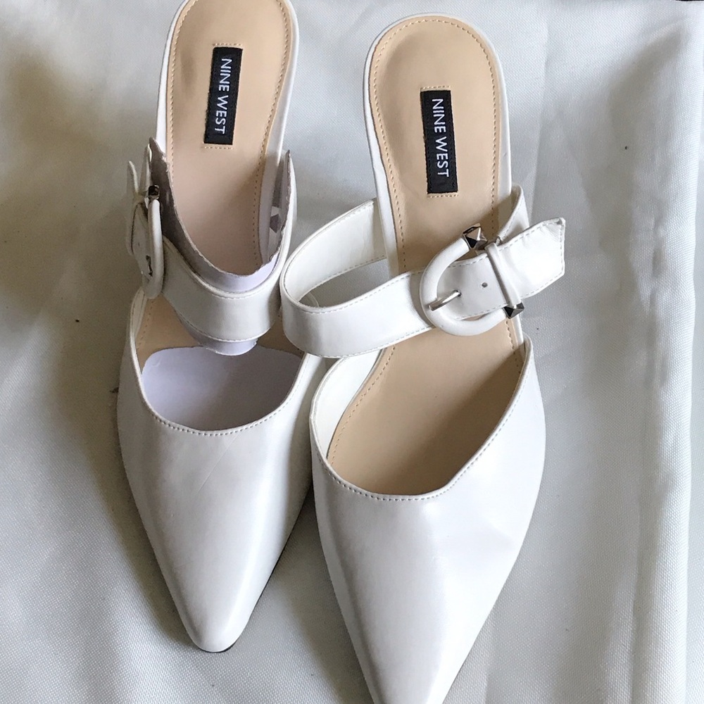 Nine West white leather slip on